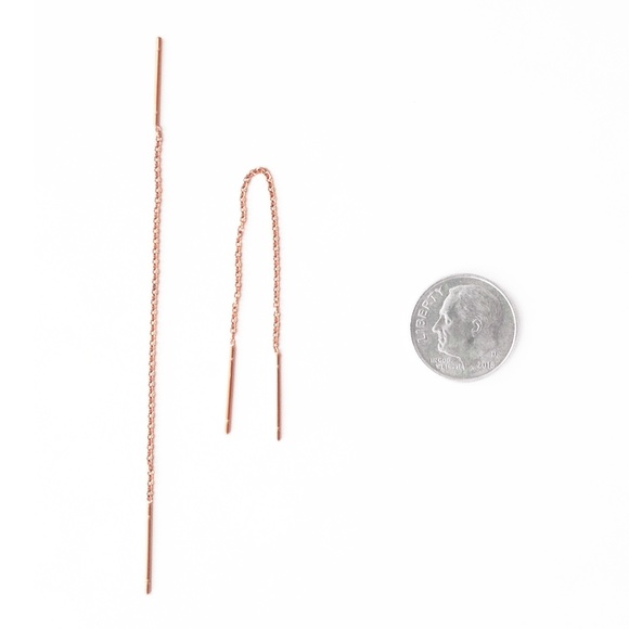 Earrings Threader Cable Chain Rose Gold - Picture 2 of 3